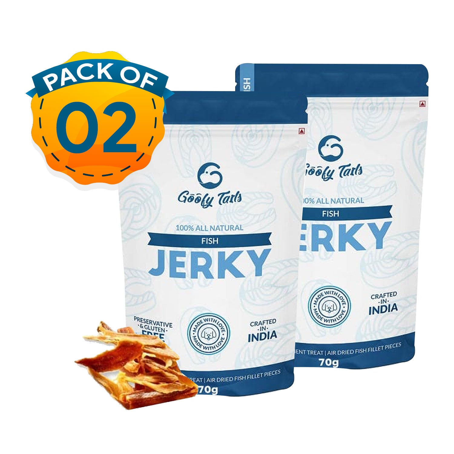 Goofy Tails Fish Jerky Dog Treats | Gluten and Grain Free-70g
