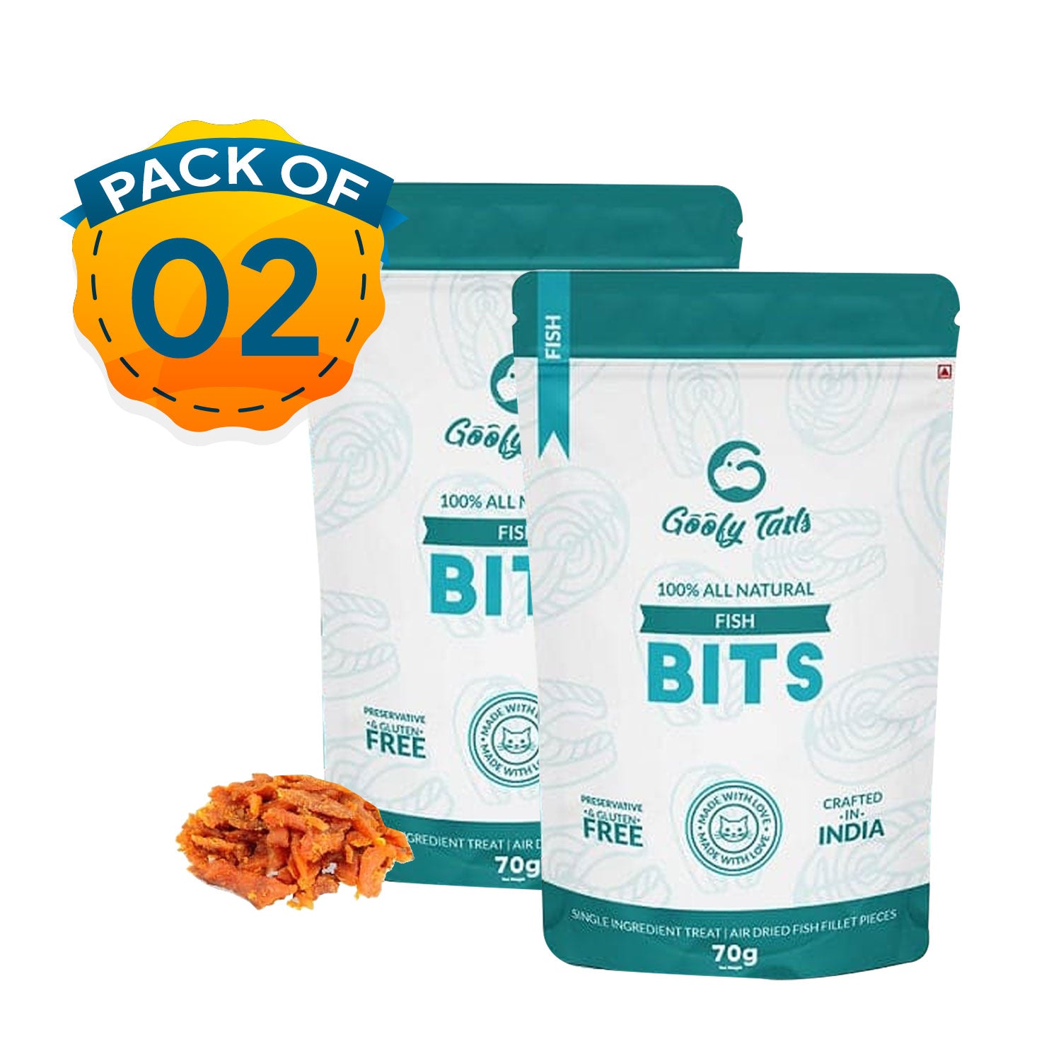Goofy Tails Fish Bits Cat Treats | Gluten & Grain Free Treats for Cat & Kittens | Made with Real Fish 70 g