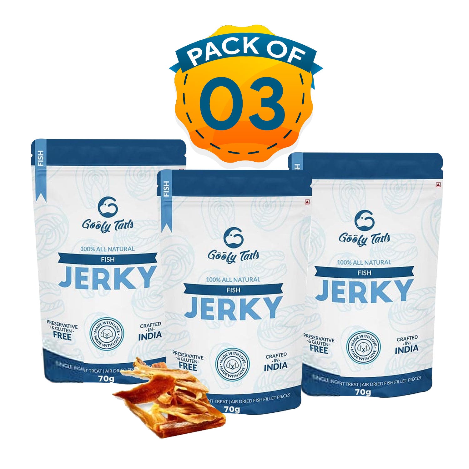 Goofy Tails Fish Jerky Dog Treats | Gluten and Grain Free-70g