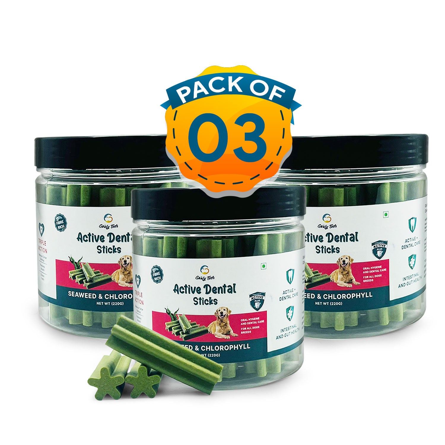 Goofy Tails Active Dental Sticks | Dog Treats Vegetarian | Dental Sticks for Dogs (Seaweed)
