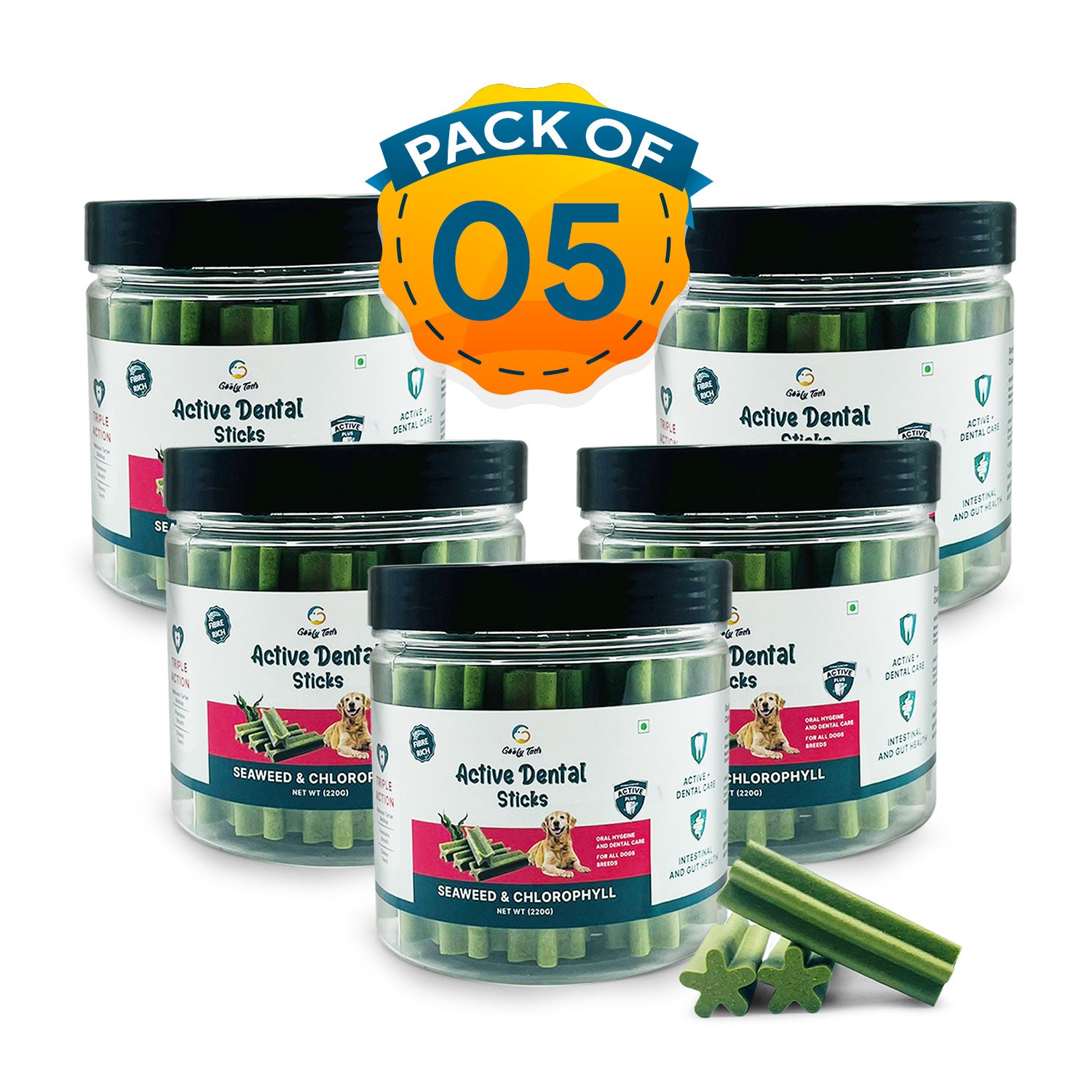 Goofy Tails Active Dental Sticks | Dog Treats Vegetarian | Dental Sticks for Dogs (Seaweed)