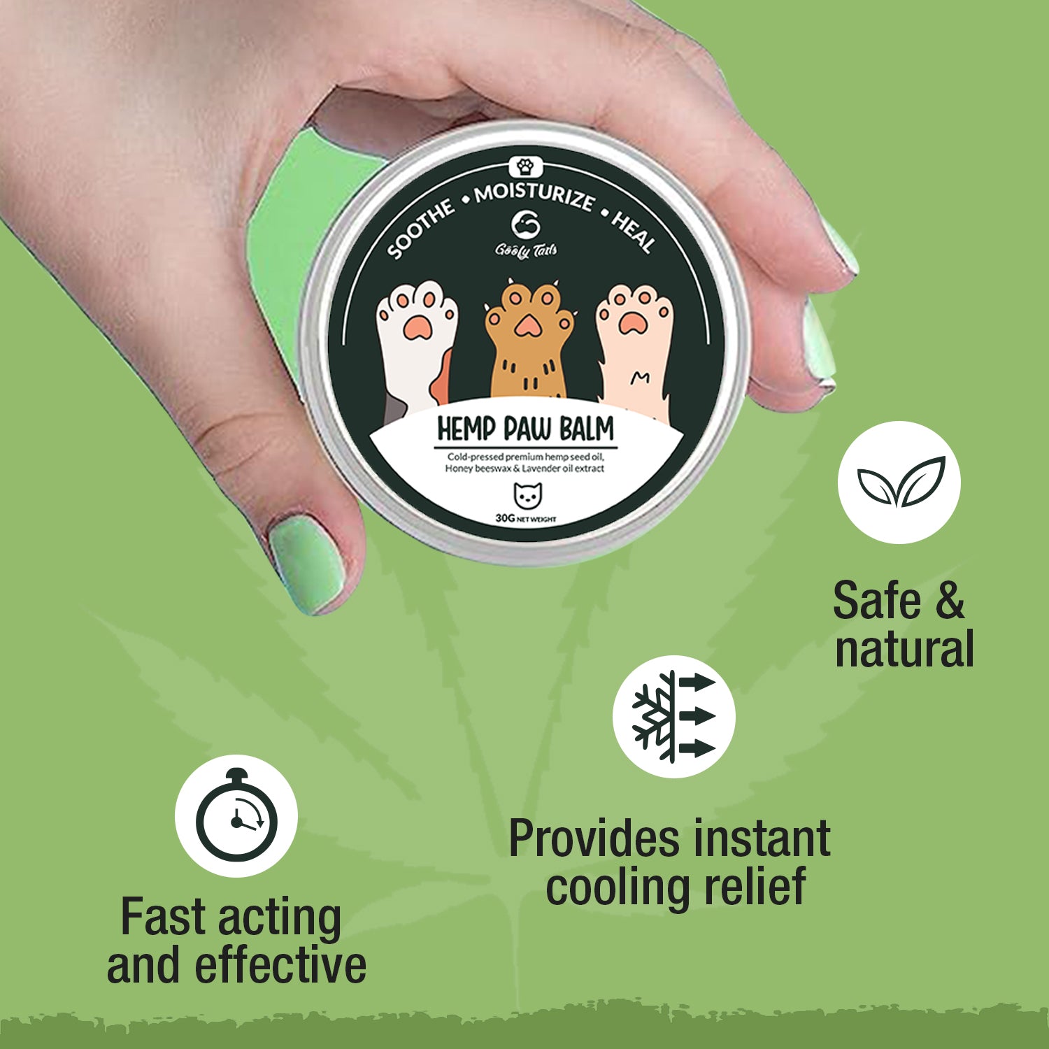 Goofy Tails Hemp Paw Balm for cats and kittens