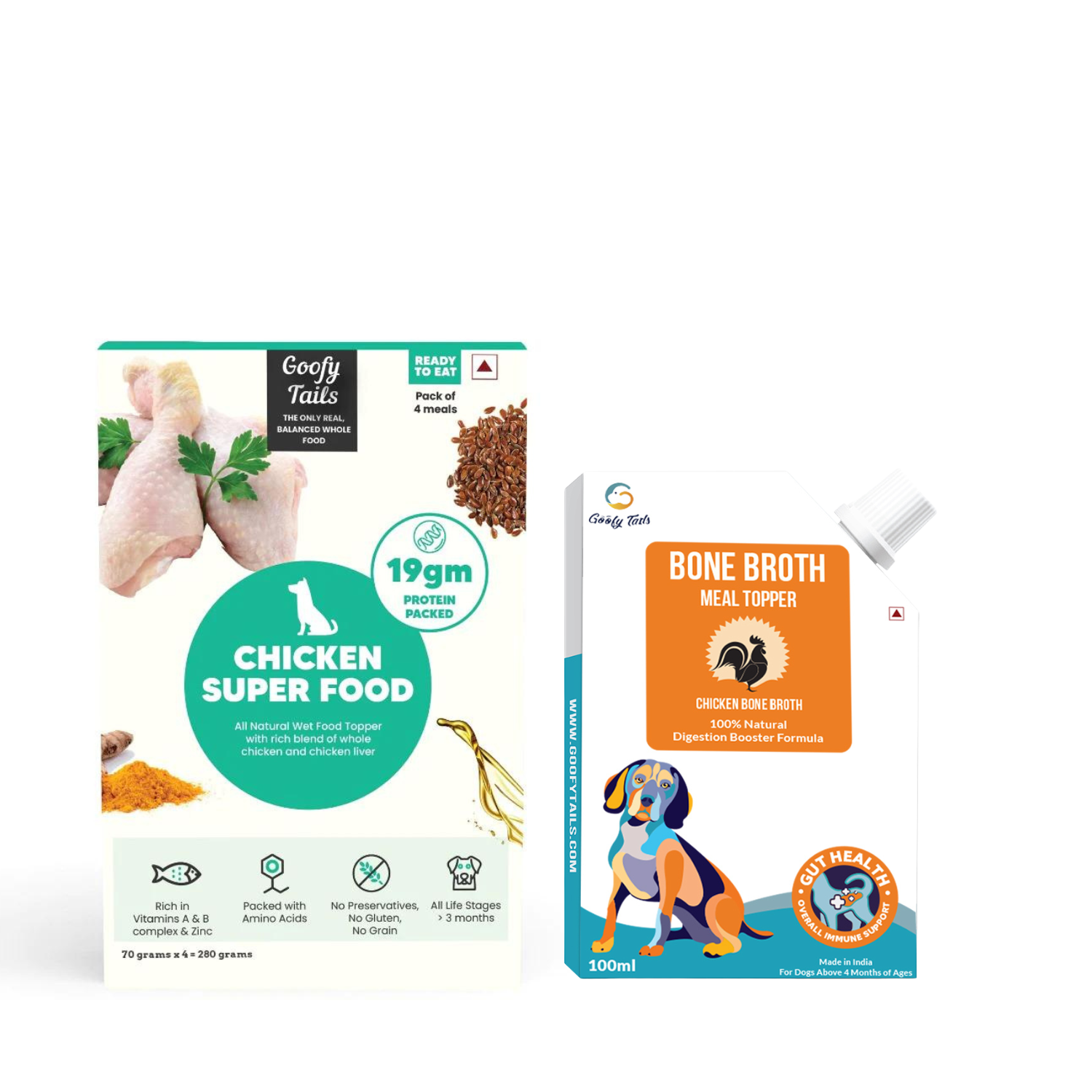 All in One Chicken Combo for Dogs - Meal Topper + Bone Broth 