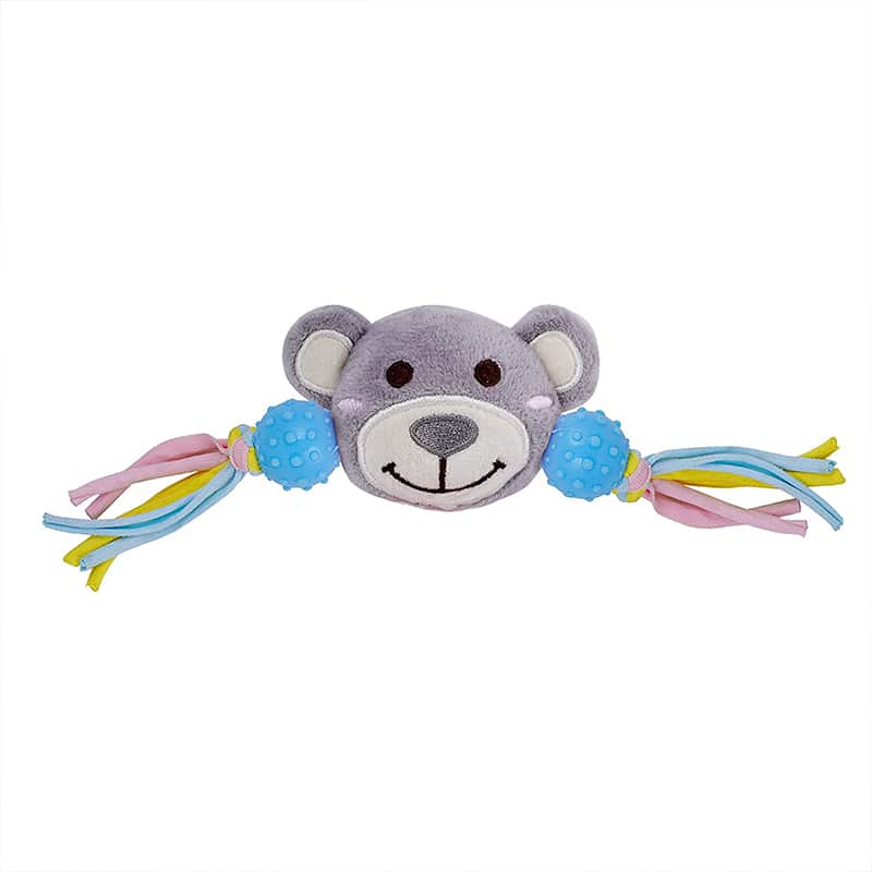 Goofy Tails Baby Pet Bear Two Knott Squeaky Chew Toy with Rope for Puppies (7168237109398)