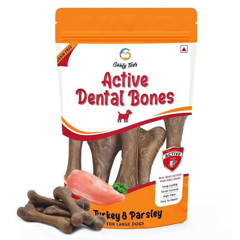 a pack of goofy tails active dental bones for dogs and puppies