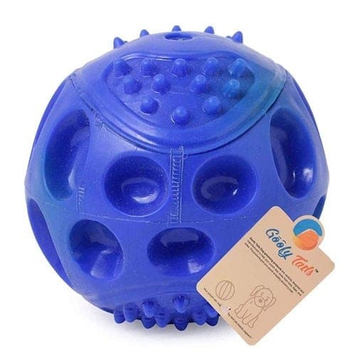 Goofy Tails Blue Hard Squeaky Rubber Chew Dog ball (7168263651478)