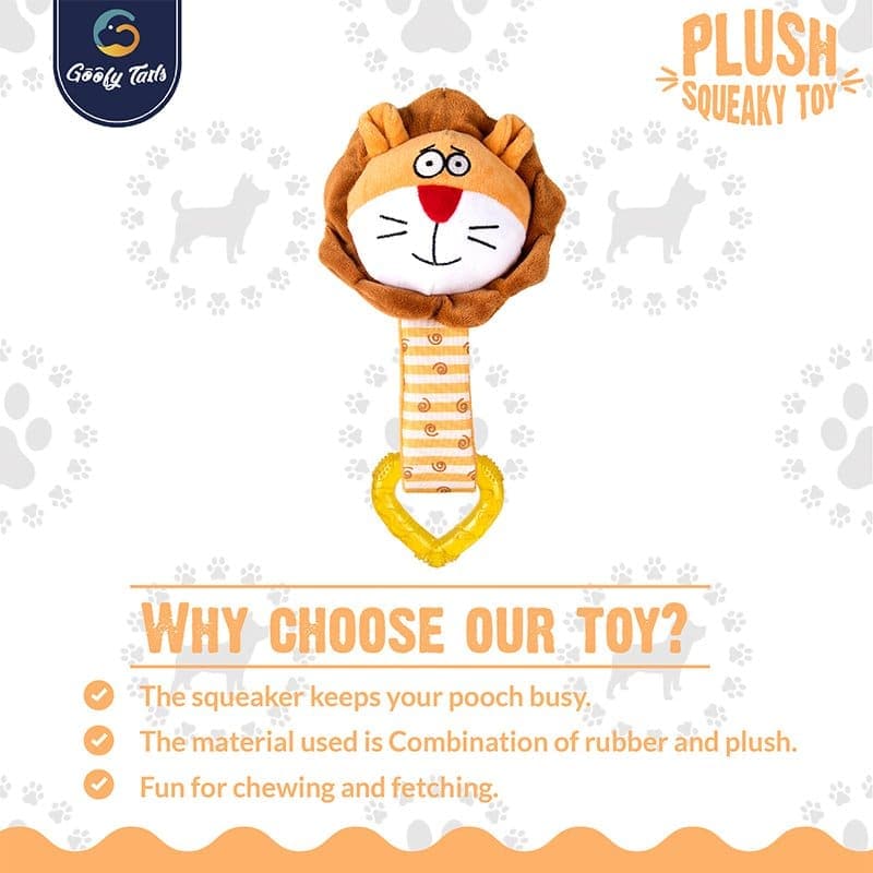 Goofy Tails |Puppy Lion Heart Squeaky Plush Dog Chew Toy| for Small & Medium Breeds (7168225083542)