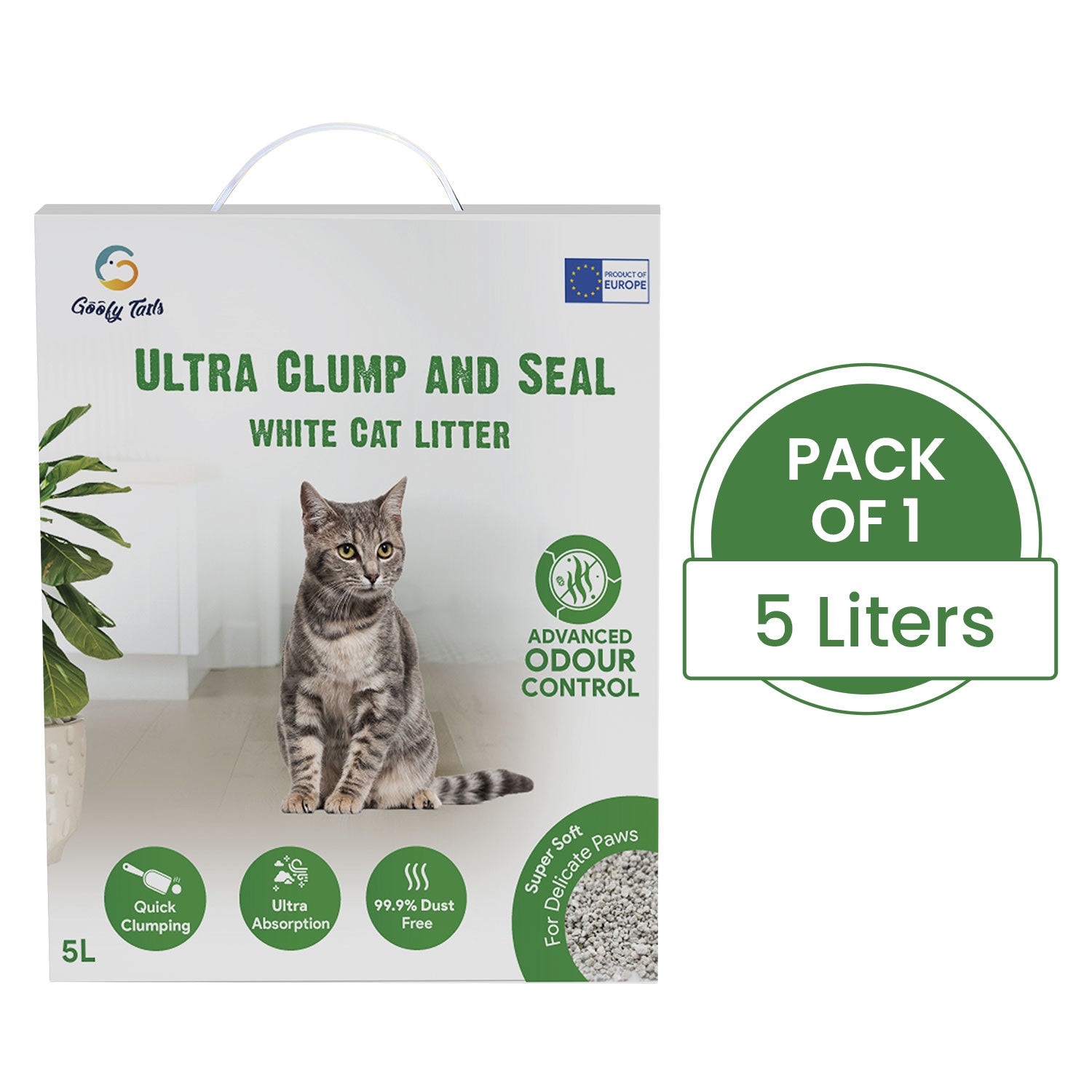 Goofy Tails White Bentonite Clumping Cat Litter for Cats and Kittens-Unscented