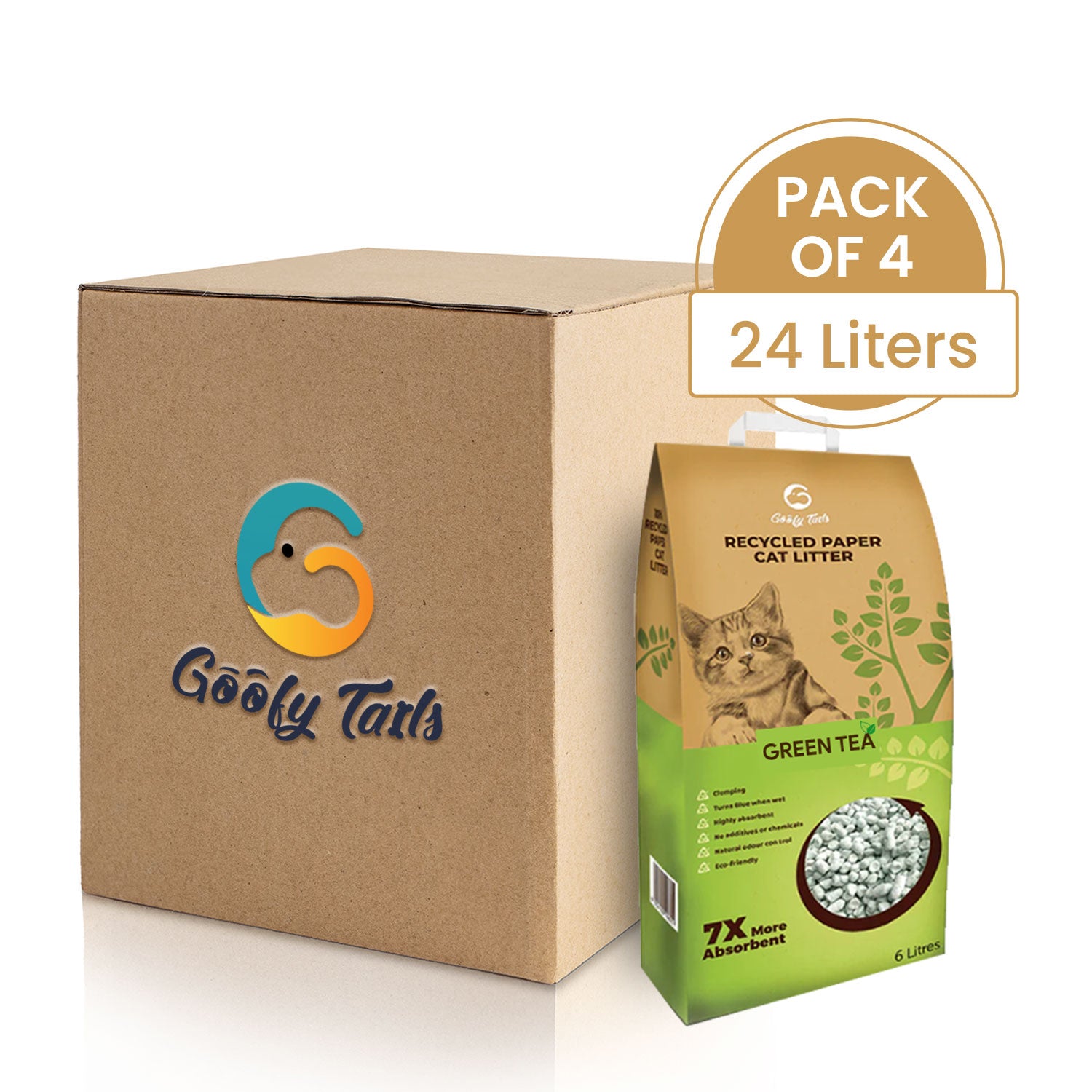 Goofy Tails Recycled Paper Clumping Cat Litter for Cats and Kittens