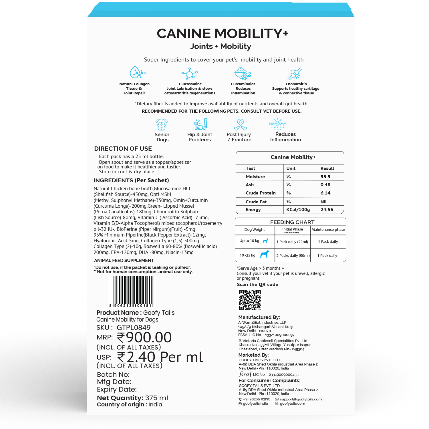 Goofy Tails Canine Mobility+ Joints Support & Mobility Booster Supplement for Dogs