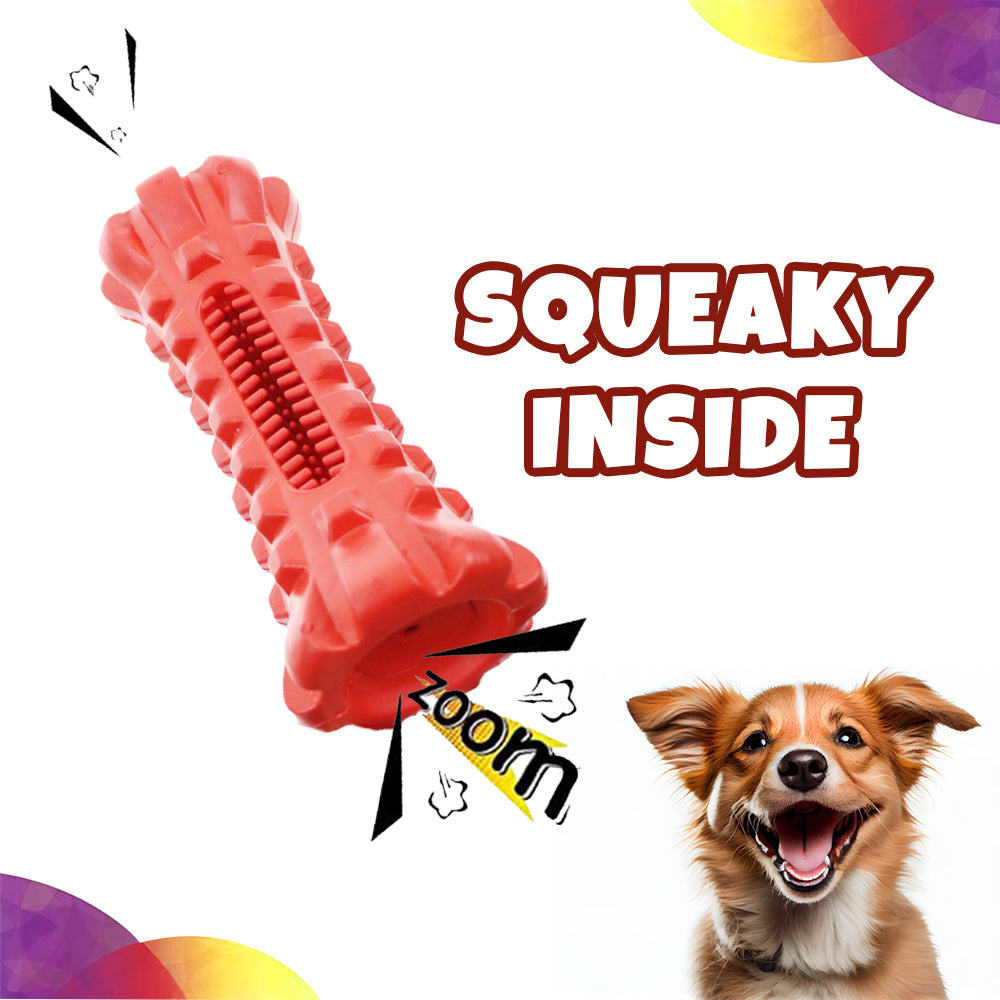 red color Squeaky treat dispenser for dogs 