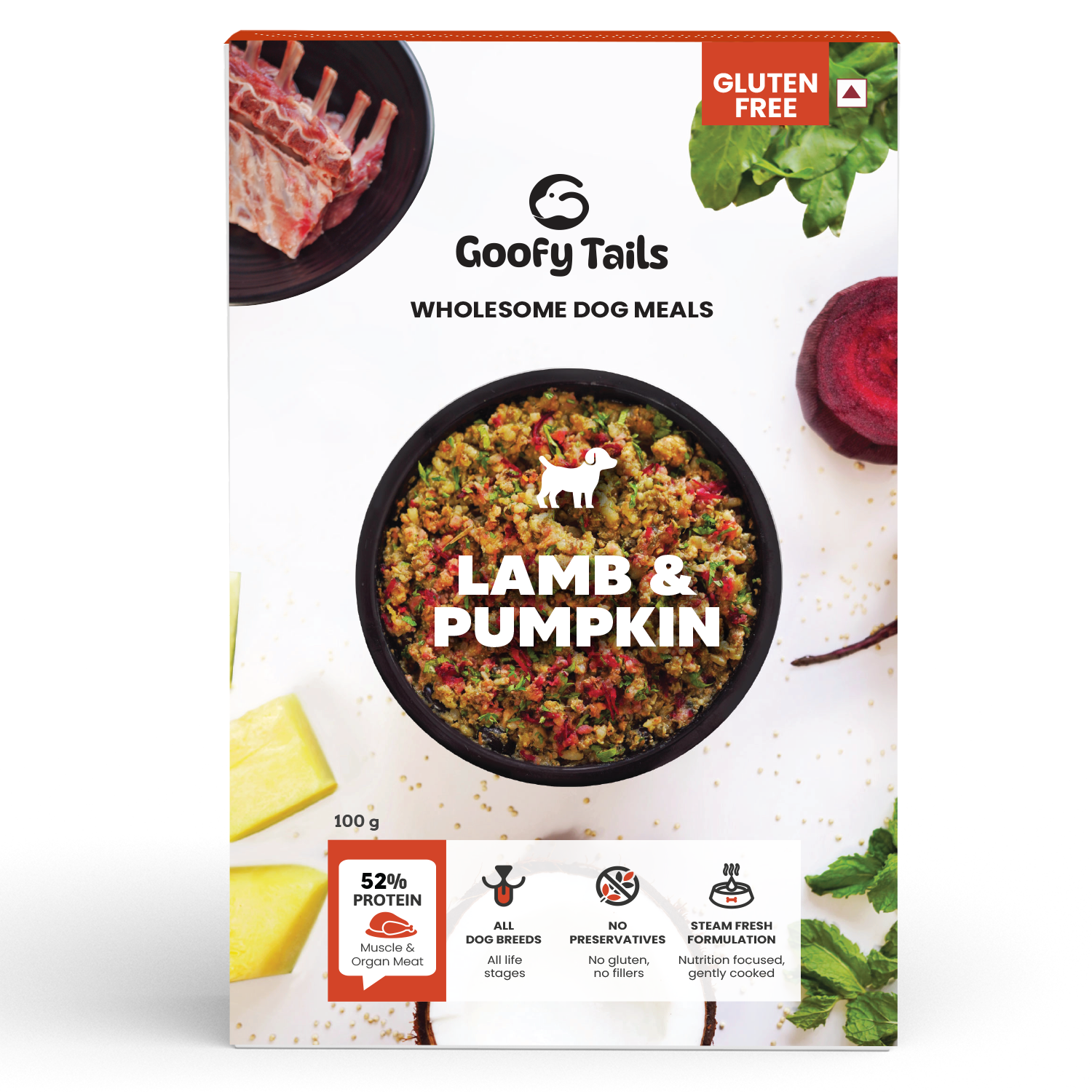 Goofy Tails Lamb and Pumpkin Food for Dogs and Puppies 100 grams