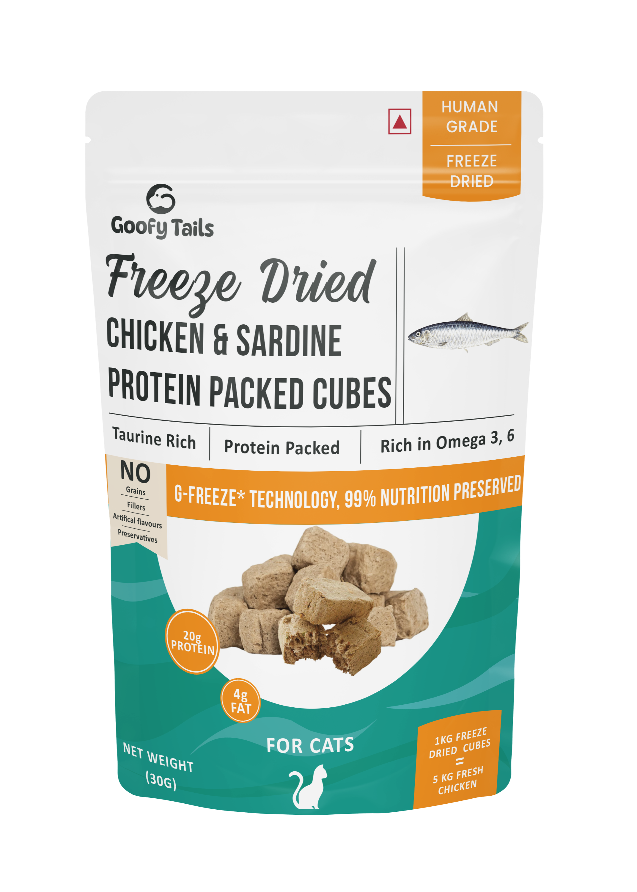 Goofy Tails Freeze Dried Chicken & Sardine Cat Treats