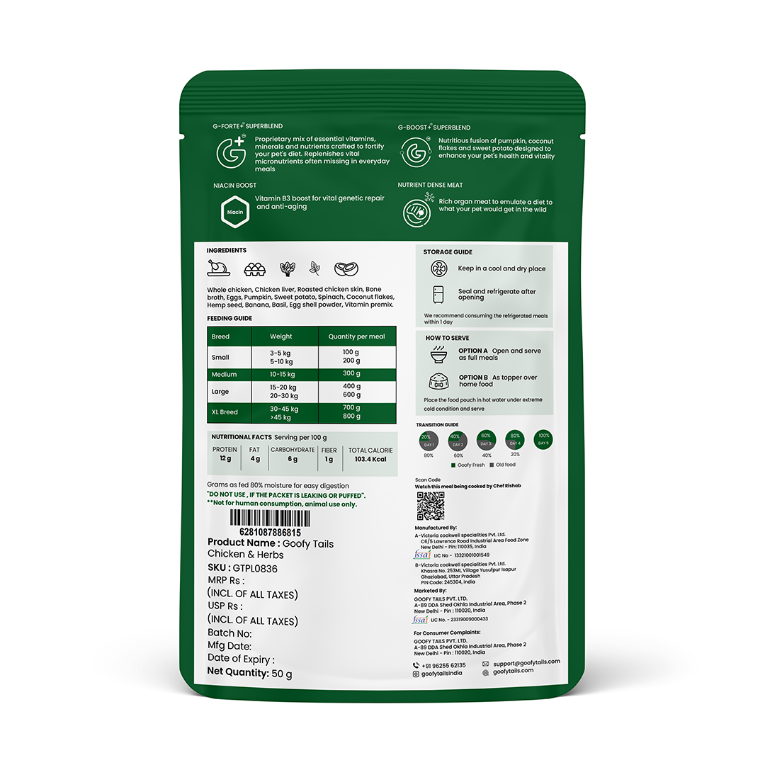 Goofy Tails Chicken and Herbs Gluten & Grain Free Food for Dogs and Puppies