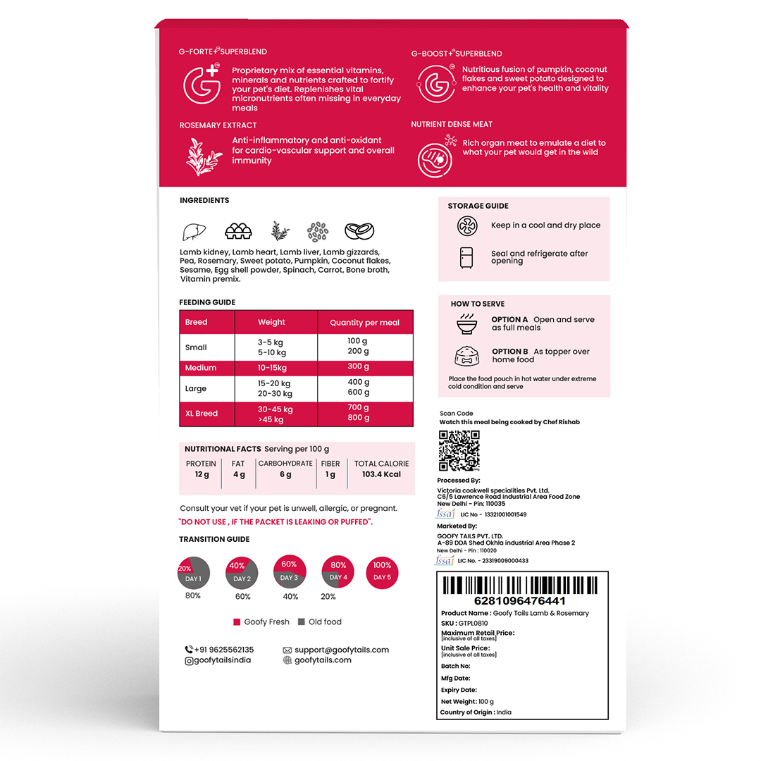 Goofy Tails Lamb and Rosemary Gluten & Grain Free Food for Dogs and Puppies