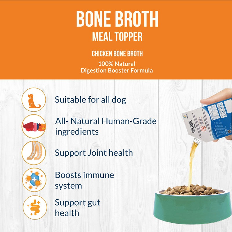 Chicken Superfood Meal Topper with Chicken Bone Broth Combo Pack for Dogs
