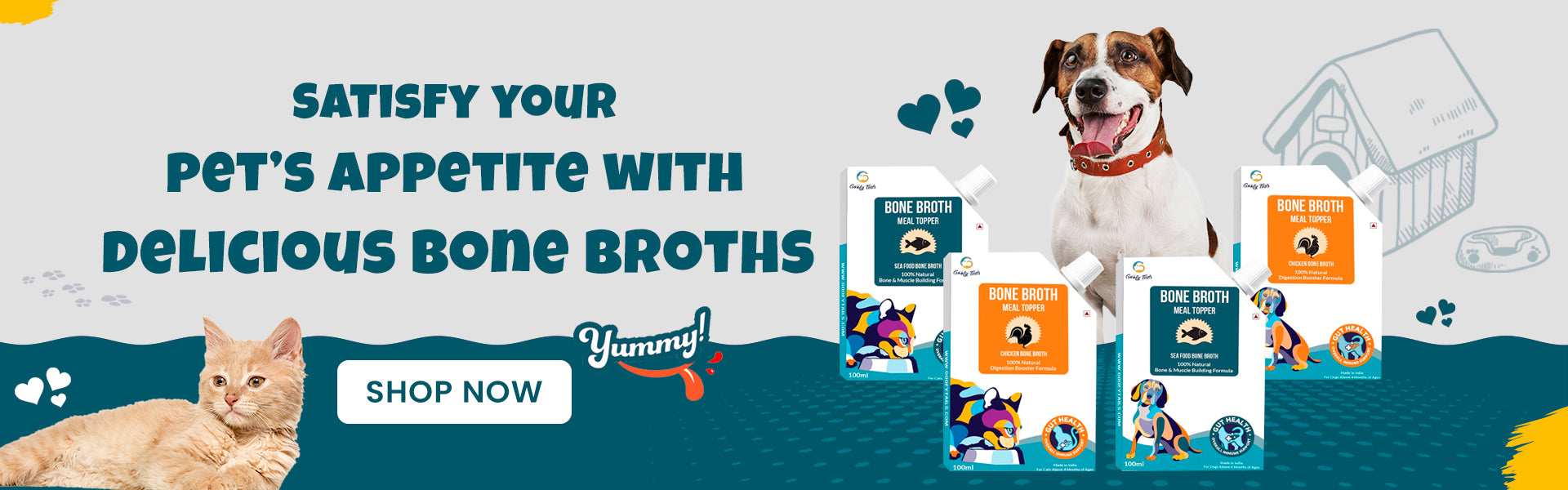Bone Broth for Dogs and cats desktop banner from goofytails.com