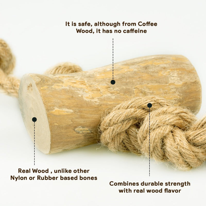 coffee wood rope toy