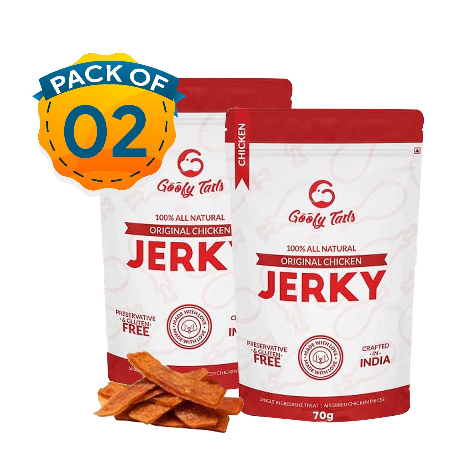 Goofy Tails Original Chicken Jerky Treats for Dogs for > 4 Months