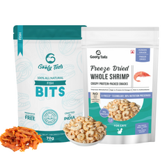 Combo Of Freeze Dried Shrimp + Fish Bits Treats for Cats and Kittens