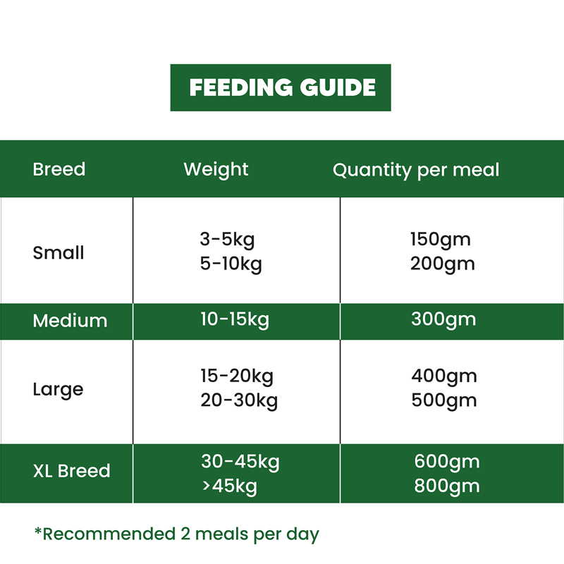 Feeding guide for chicken herbs dog meals