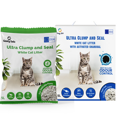 Goofy Tails White Bentonite Clumping Cat Litter Combo (10 L) for Cats and Kittens-Unscented+Activated Charcoal Cat Litter