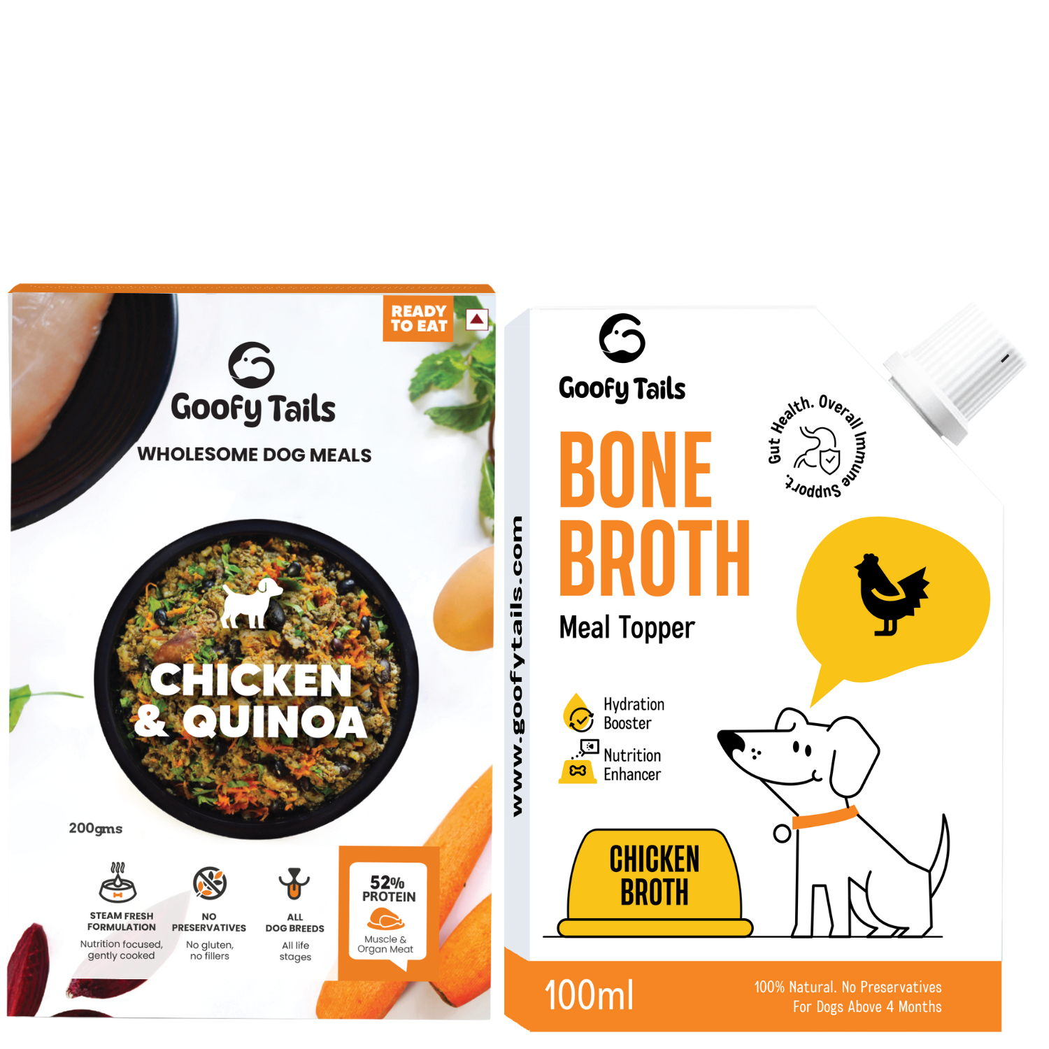 Goofy Tails Chicken Wholesome Meal Bone Broth Combo