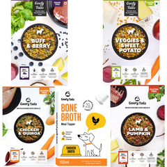 4 Tester Pack Meal Combo +100ml Bone Broth for Dogs and Puppies