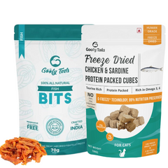 Combo Of Freeze Dried Chicken & Sardine And Fish Bits Treats for Cats and Kittens