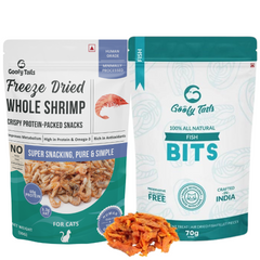 Combo Of Freeze Dried Shrimp + Fish Bits Treats for Cats and Kittens