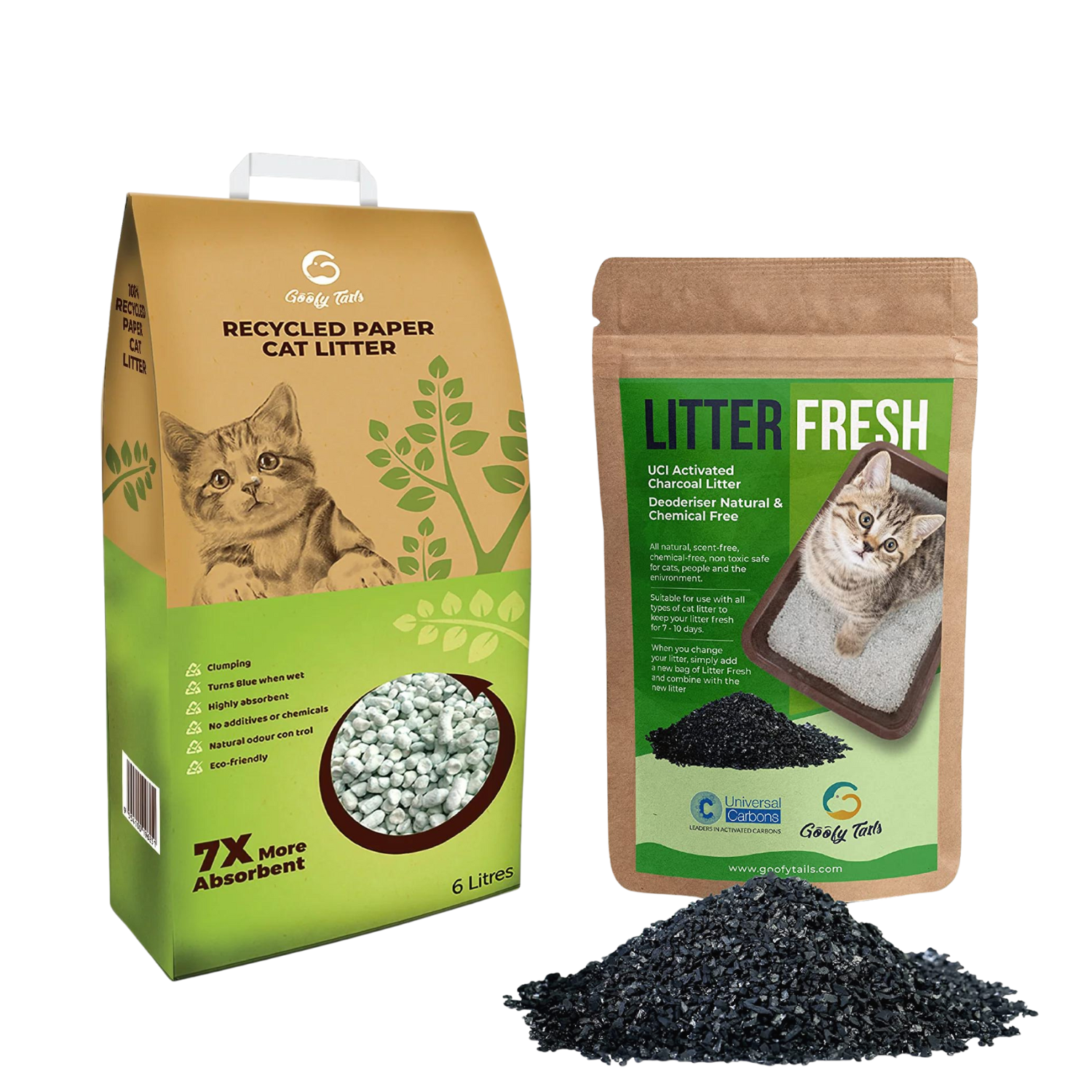 Recycled Paper Cat Litter With Activated Litter Freshener Combo