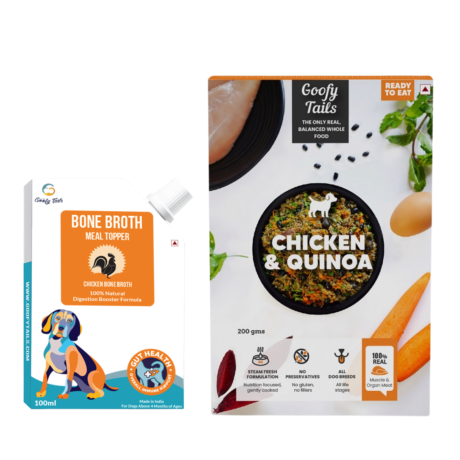 Chicken Bone Broth With Fresh Chicken Quinoa Dog food Combo