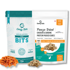 Combo Of Freeze Dried Chicken & Sardine And Fish Bits Treats for Cats and Kittens