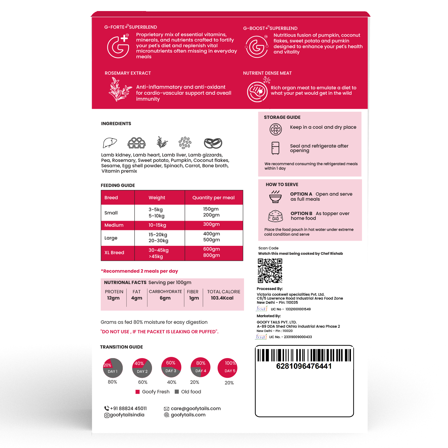 Grain Free Meals Trial Pack - Chicken Herb ( 100g x 2packs ) + Lamb Rosemary (100g x 2 pacs)