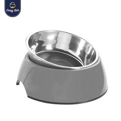 Goofy Tails Stainless Steel Anti-Skid Food Bowl for Dogs (Grey)