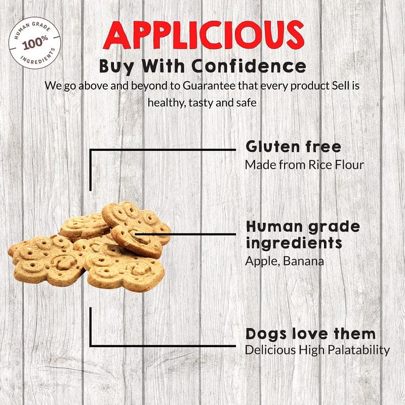 Goofy Tails Applicious Apple and Banana Gluten Free Veg Biscuits for Dogs and Puppies  250g (7168204243094)