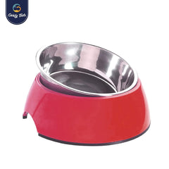 Goofy Tails Stainless Steel Anti-Skid Dog Food Bowl (Red)