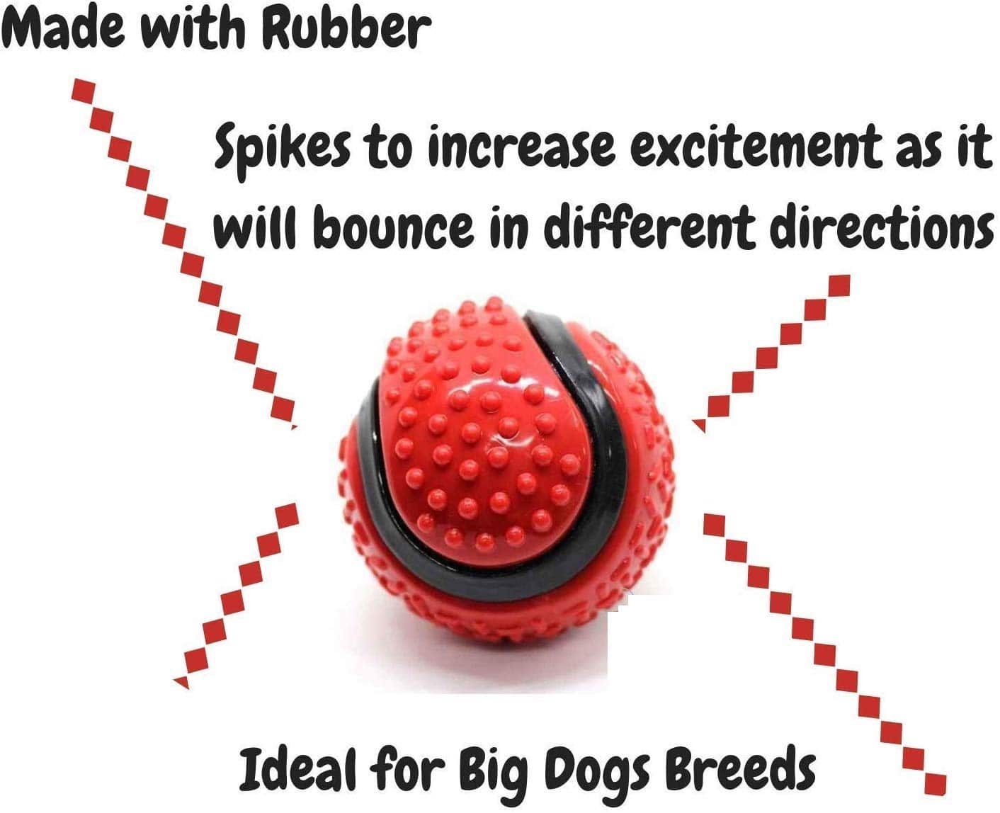 Red Spikey ball for dogs for large and medium breeds (7168221282454)