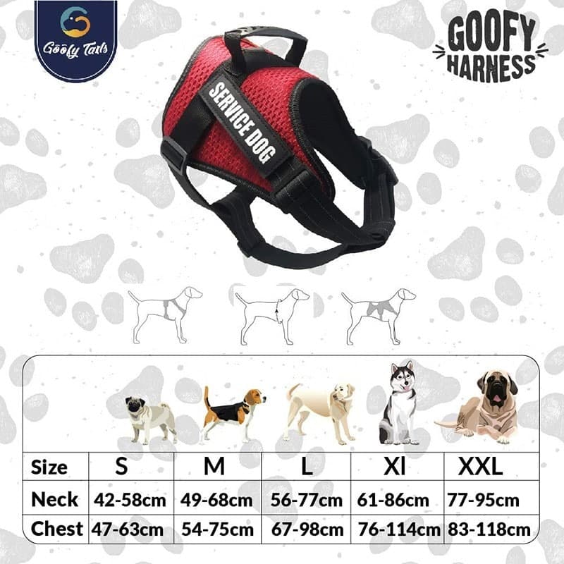Goofy Tails Webbed Reflective Soft Breathable Mesh Dog Harness | Choke-Free Double Padded Vest with Adjustable Neck and Chest (Red) (7168228262038)