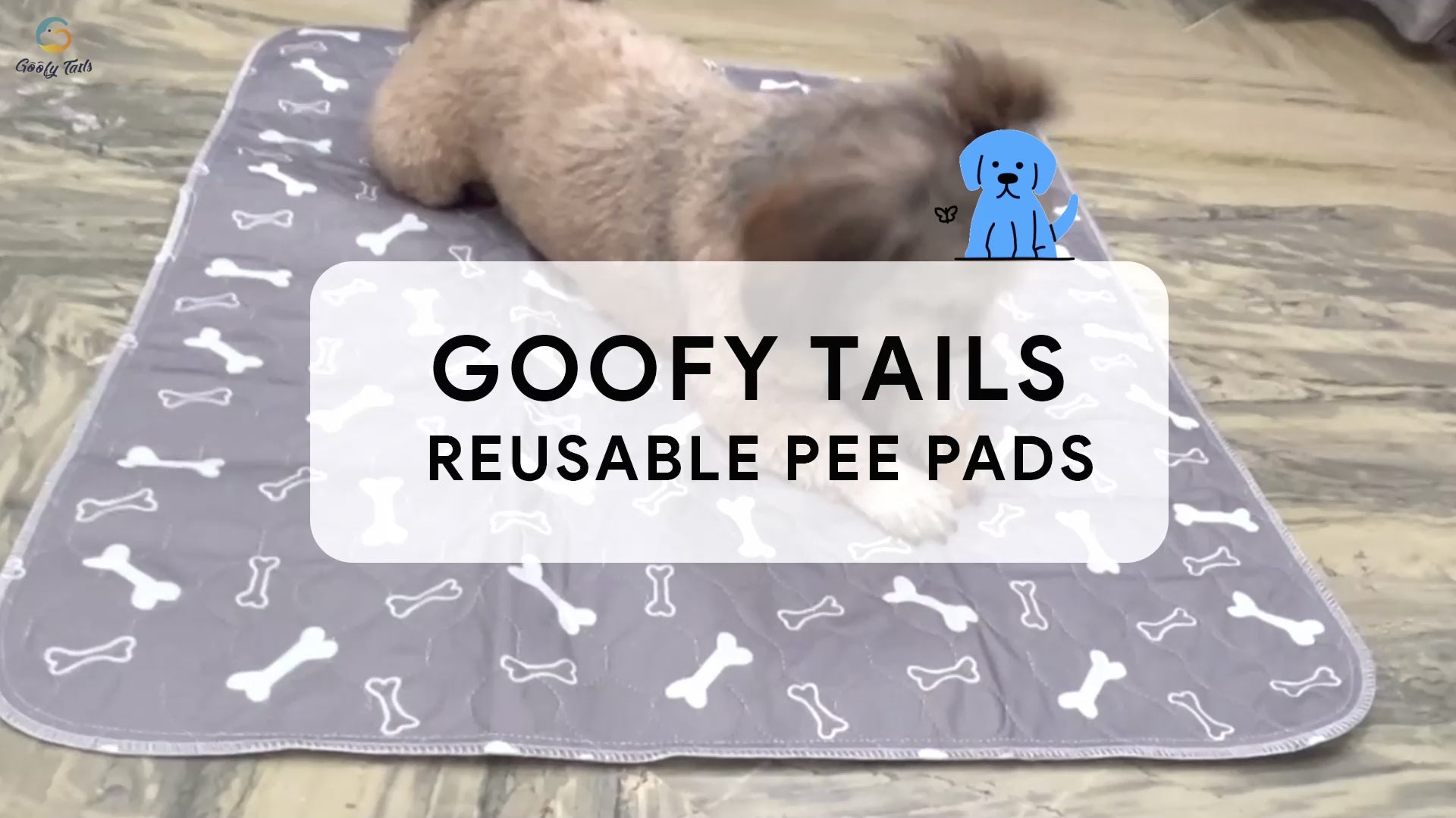Goofy Tails Reusable Training Puppy Pee Pads-Black Grey (90X70CM)