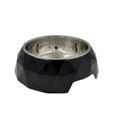 Goofy Tails Stainless Steel and Melamine Dog Bowl with Rubber Anti Skid Base Diamond Design Bowls for Dogs (Black) (Large-940ml)