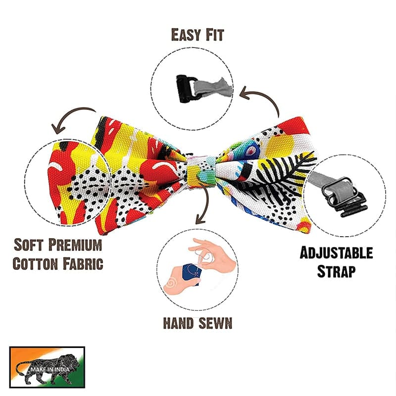 Goofy Tails X Design Chefz Abstract Flora Bow + Bandana Combo for Dogs & Cats (Multicolor) (7168165544086)