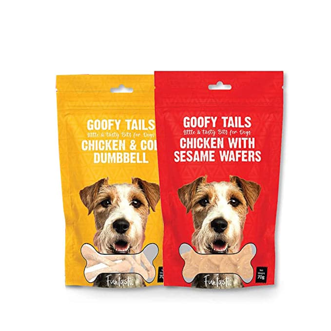 Goofy Tails Treat Combo for Dogs and Puppies - Pack of 2 (COD Dumbbell + Chicken & Sesame) (7414281666710)