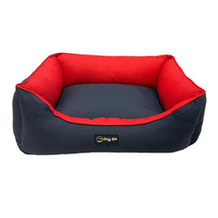 Goofy Tails Classic Lounger Beds For Dogs - Navy Blue and Red