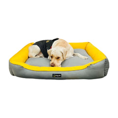 Goofy Tails Classic Lounger Dog Beds -Grey and Yellow