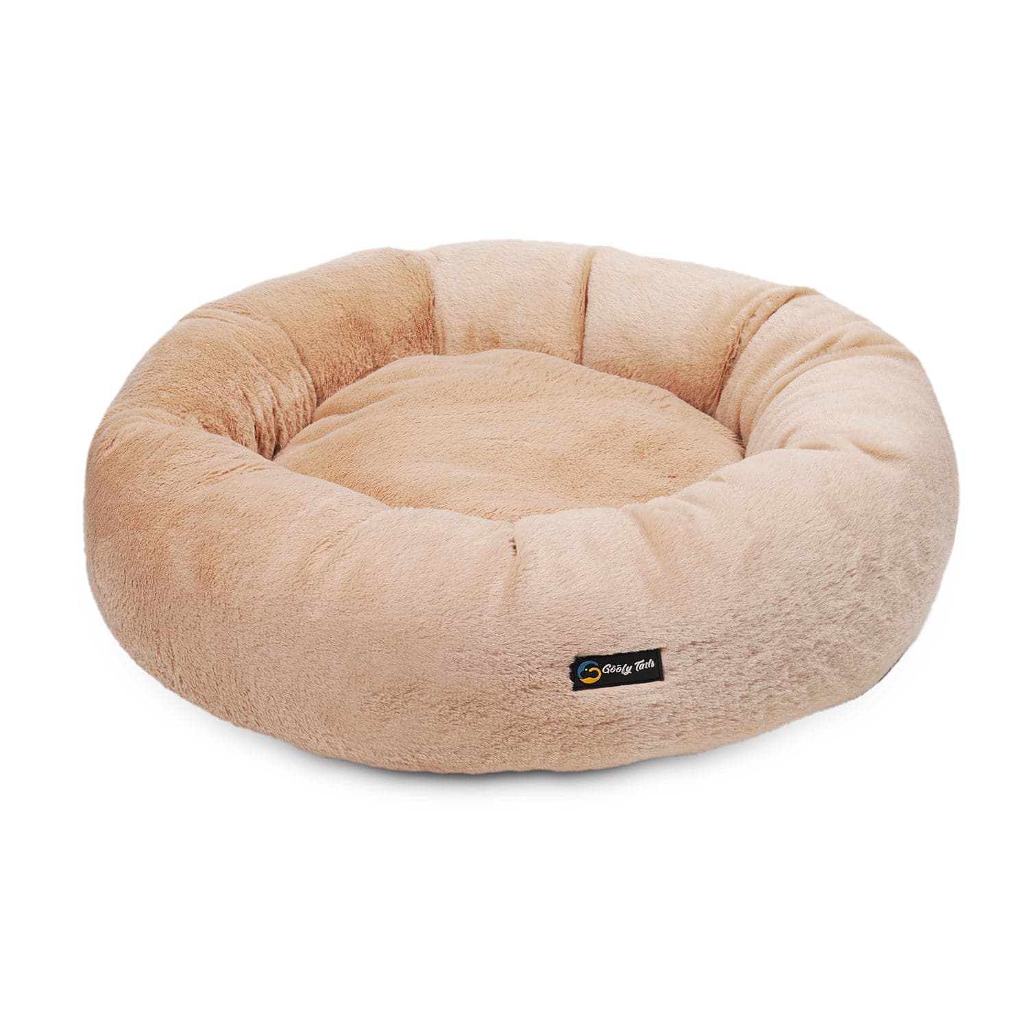 Goofy Tails Donut Sleeping Bed for Dogs with Super Premium Fabric | Luxurious Anti-Anxiety Snuggle Round Dog Bed (Beige) (7642579304598)