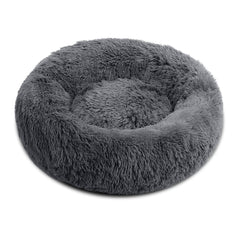 Goofy Tails Donut Sleeping Bed for Cats & Kittens | Luxurious Anti-Anxiety Cuddler Cat Bed (Grey)