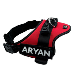 Customized Dog Premium Harnesses by Goofy Tails Custom No Pull Harness with Name with Adjustable Neck and Chest (Red)