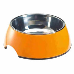 Goofy Tails Stainless Steel Anti Skid Food Bowl for Dogs (Orange)