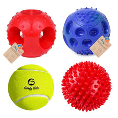 Goofy Tails Dog Ball Combo for Dogs (Tennis Ball +Hole Ball+ Spike Ball+ Hard Squeaky Ball )
